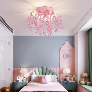 Small Pink Crystal Chandelier